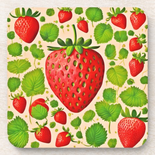 Dessous-de-verre Artwork de fraises dadaïstes (Devant)