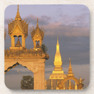 Dessous-de-verre Asie, Laos, Vientiane. Temple de That Luang.