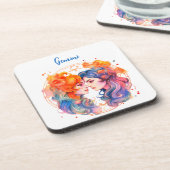 Dessous-de-verre Astrologie signe zodiaque Gemini en aquarelle (Côté gauche)