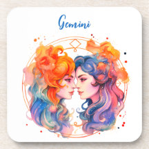 Astrologie signe zodiaque Gemini en aquarelle