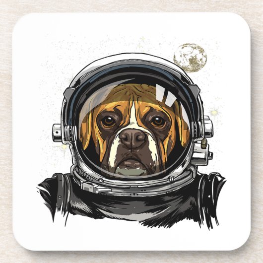 Dessous-de-verre Astronaut Boxer Dog Exploration spatiale Astronomi (Devant)