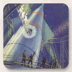 Dessous-de-verre Astronautes de la science-fiction vintage sur un v