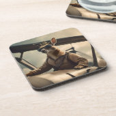 Dessous-de-verre Aussie Kangaroo Avion Pilote, (Côté gauche)
