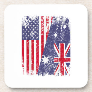 Dessous-de-verre AUSTRALIAN ROOTS Half American Flag AUSTRALIE