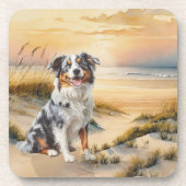 Dessous-de-verre Australian Shepherd in a Beach Cove (Devant)