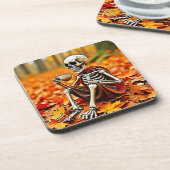 Dessous-de-verre Automne Skeleton Café Break Design (Côté gauche)