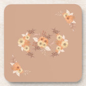 Dessous-de-verre Autumn Bloom – Beige & Orange Floral Art (Devant)