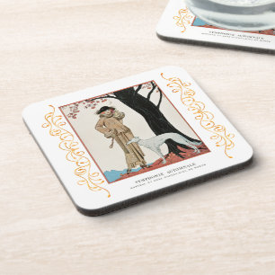 Dessous-de-verre Autumn Symphony-Fashion illustration by G. Barbier