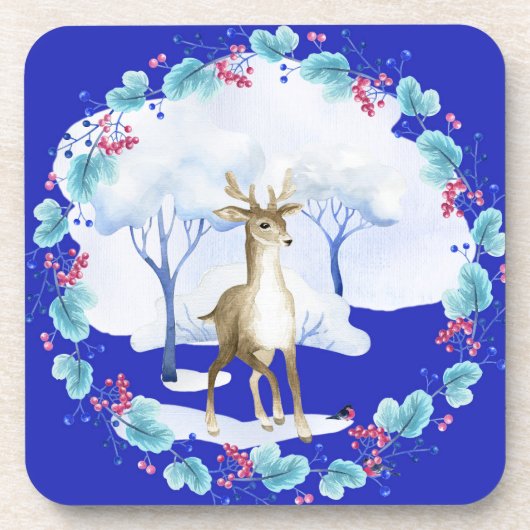 Dessous de verre avec cerf et une couronne (Devant)