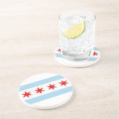 Dessous de verre avec Drapeau de Chicago, Illinois (Côté)