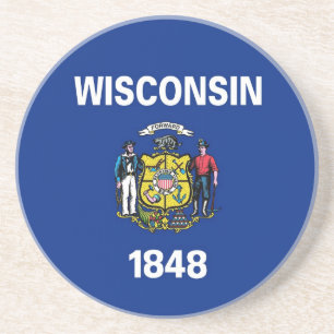 Dessous de verre avec Drapeau du Wisconsin, États-
