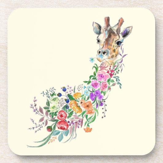 Dessous de verre avec girafe à fleurs (Devant)