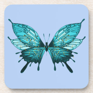 Dessous de verre avec Papillon en bleu Turquoise e