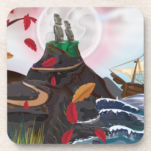 Dessous-de-verre Aventure de l'île de Pâques (Devant)
