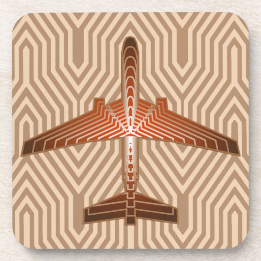 Dessous-de-verre Avion Art Déco, Bronze, Or et Rust Brown (Devant)