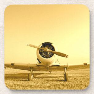 Dessous-de-verre Avion jaune doré