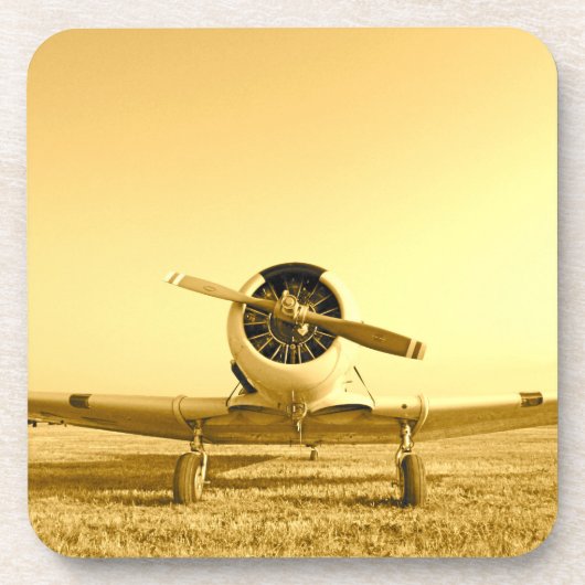 Dessous-de-verre Avion jaune doré (Devant)