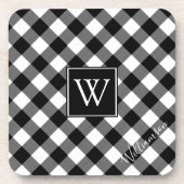 Dessous-de-verre B&W Buffalo Check Plaid Monogramme (nom facultatif (Devant)