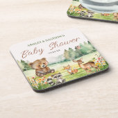 Dessous-de-verre Baby shower animal blanc neutre mignon (Côté gauche)