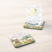 Dessous-de-verre Baby shower animal blanc neutre mignon (Côté Droit)