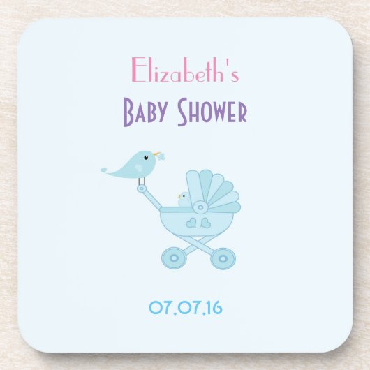 Dessous-de-verre Baby shower Bébé et maman Bluebirds (Devant)