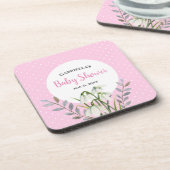 Dessous-de-verre Baby Shower Gouttes de Neige Blanches Petits Point (Côté gauche)