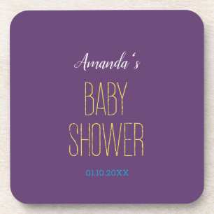 Dessous-de-verre Baby shower minimaliste moderne jaune Indigo clair