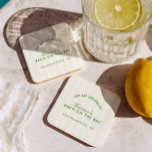 Dessous-de-verre Bachelorette Rétro Moderne Jaune & Vert<br><div class="desc">Apportez un air côtier à chaque cocktail avec ces dessous de verre de soirée à rayures personnalisées. L'arrière - plan jaune clair et blanc associé à la typographie verte ajoute une touche de préppie ludique — parfait pour les boissons au bord de la piscine, les brunchs ou les réunions de...</div>