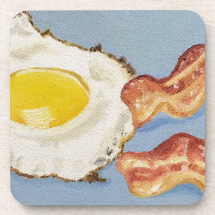Dessous-de-verre Bacon et oeuf Peinture de petit-déjeuner