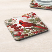 Dessous-de-verre Baies rouges d'oiseaux du Cardinal Nord (Côté gauche)