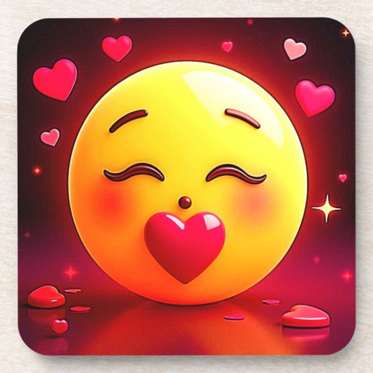 Dessous-de-verre Baiser Emoji Coeurs soufflants (Devant)