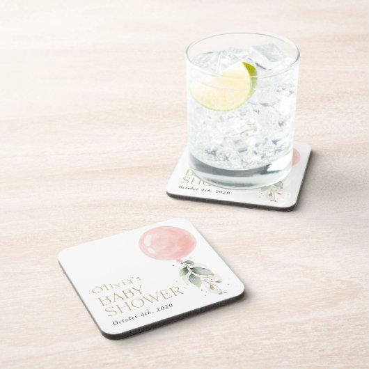 Dessous-de-verre Balcon rose, Eucalyptus, Verdure, Baby shower (Côté Droit)