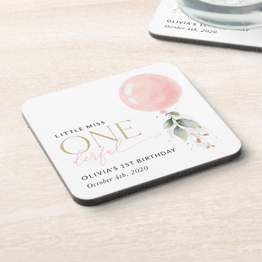 Dessous-de-verre Balcon rose, Eucalyptus, Verdure, Premier Annivers (Côté gauche)