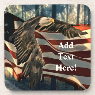 Dessous-de-verre Bald Eagle American Flag Country Road Beverage Coa