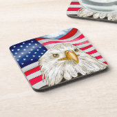 Dessous-de-verre Bald Eagle devant le drapeau américain Art patriot (Côté gauche)