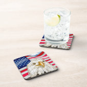 Dessous-de-verre Bald Eagle devant le drapeau américain Art patriot (Côté Droit)