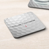 Dessous-de-verre Balle de golf blanche texturée avec nom et numéro  (Côté gauche)