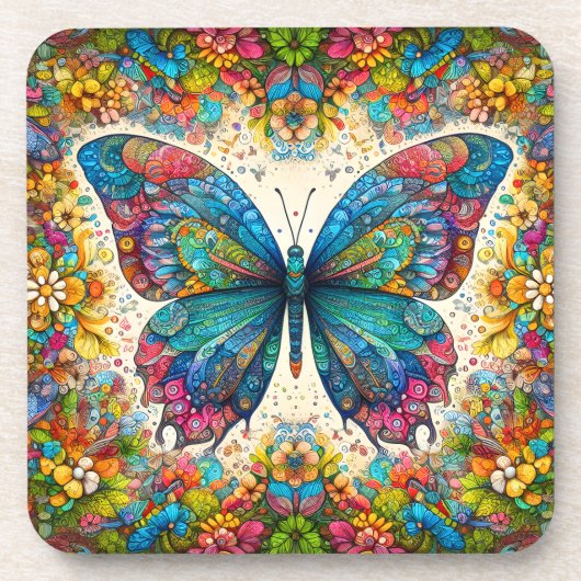 Dessous-de-verre Ballet arc-en-ciel d'un papillon (Devant)