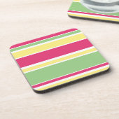 Dessous-de-verre Bandes roses, vertes et jaunes (Côté gauche)