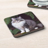 Dessous-de-verre Banjo le persan : Un délice gris et blanc (Côté gauche)