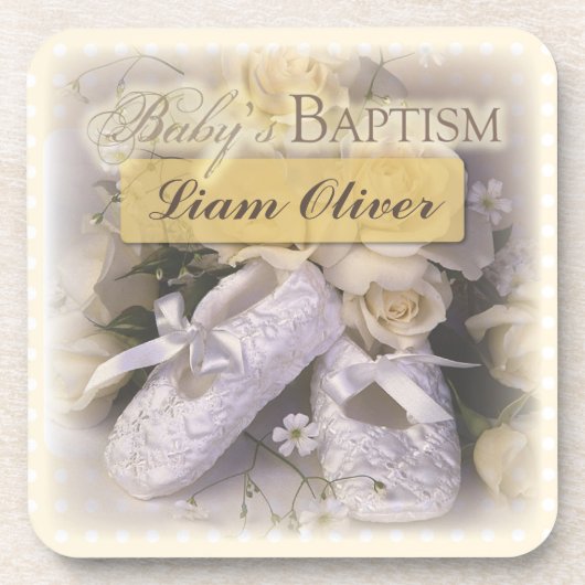 Dessous-de-verre Baptême de bébé Neutre, Nom personnalisable, Liam (Devant)