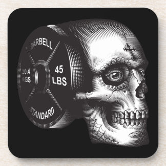 Dessous-de-verre Barbell Plaque et crâne - entraînement Gym Motivat