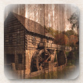 Dessous-de-verre Barn Wood farmhouse mill water wheel (Devant)