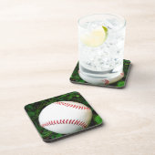 Dessous-de-verre Baseball blanc avec points rouges (Côté Droit)