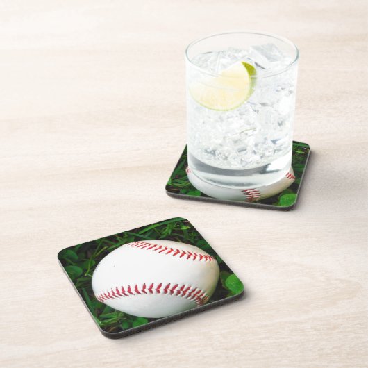 Dessous-de-verre Baseball blanc avec points rouges (Côté Droit)