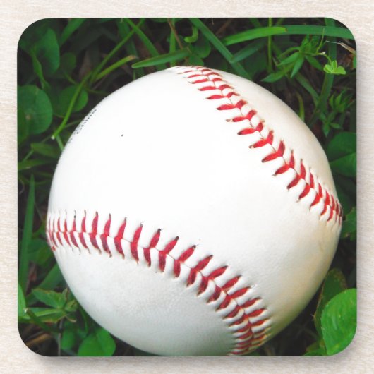 Dessous-de-verre Baseball blanc avec points rouges (Devant)