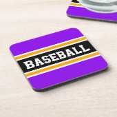 Dessous-de-verre BASEBALL Bold violet violet jaune rayures noires (Côté gauche)