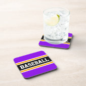 Dessous-de-verre BASEBALL Bold violet violet jaune rayures noires (Côté Droit)