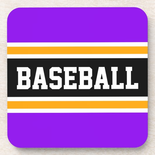 Dessous-de-verre BASEBALL Bold violet violet jaune rayures noires (Devant)