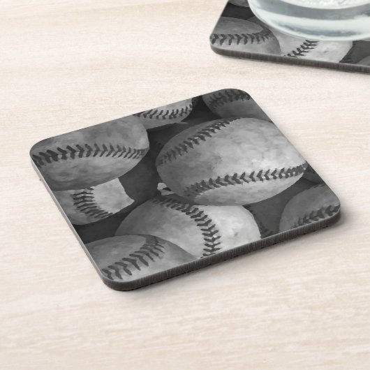 Dessous-de-verre Baseball noir et blanc (Côté gauche)